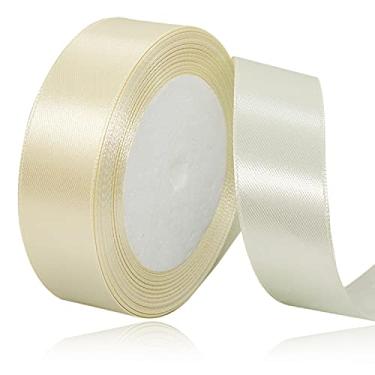 Imagem de Ivory Satin Ribbon 1 Inches x 25 Yards, Solid Color Fabric Ribbon for Gift Wrapping, Crafts, Hair Bows Making, Wreath, Wedding Party Decoration and Sewing Projects