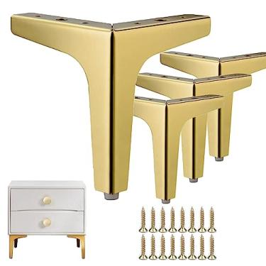 Imagem de Autuwintor Pernas de móveis de metal de 15 cm, pernas de metal dourado, pernas de sofá triangulares, pés de ferro de substituição para sofá, cômoda, armário, cama, cadeira, armário, conjunto de 4 (15