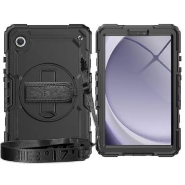 Imagem de Capa protetora resistente Compatível com Samsung Galaxy Tab A9 8,7 polegadas 2023 modelo (SM-X110/SM-X115) Capa de TPU resistente a choque, capa protetora com protetor de tela 380 Suporte giratório +