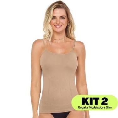Imagem de KIT 2 - Camiseta Feminina Com Alças Reguláveis Regata Modeladora Melhor Ajuste Ao Corpo-Feminino