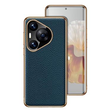 Imagem de POYUFRG Capa ultrafina para Huawei Pura 70 Ultra/70 Pro/70 Pro+/70, proteção de lente de cobertura total, capa amortecedora de couro genuíno leve e luxuosa, azul, 70 Pro