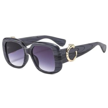 Imagem de Moda redonda óculos de sol feminino luxo dourado decoração quadro gradientes lente vintage envoltório casual óculos de sol uv400, c1, um tamanho