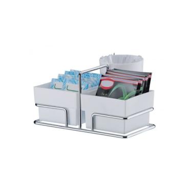 Imagem de Organizador Para Sachês E Mexedor Caffè Future Branco e Cromado
