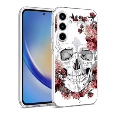 Imagem de KACHEN Capa para Samsung Galaxy A35 5G, capa para celular 2 em 1 3D crânio flor slim fit híbrido à prova de choque para mulheres meninas