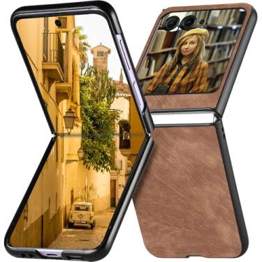 Imagem de Ephoou Capa retrô para Motorola Razr 2025/Razr 60/Razr 2024/Razr 50/Razr Gen 4, capa rígida ultrafina e fina resistente a arranhões para Motorola Razr 60. TP-marrom