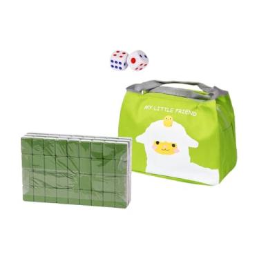 Imagem de Colaxi Conjunto de mini mahjong para viagem, portátil, com bolsa, 2 dados, 24mm, jogo de tabuleiro, mahjong chinês, conjunto de brinquedos para festa de, Verde