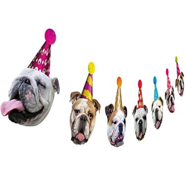 Imagem de (English Bulldog Garland) - Dog Birthday Garland, Funny British Bulldog Face Portrait Birthday Banner, Bday Party Decoration