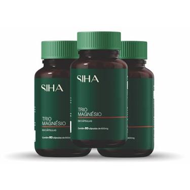 Imagem de Trio Magnésio Siha - 260mg 180 Capsulas Vegetais (3 potes) - Malato Taurato Bisglicinato