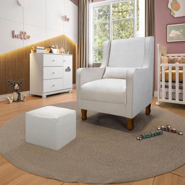 Imagem de Poltrona  Amamentação Boucle Fixa Puff Sophia Phoenix Baby - Bege