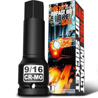 Imagem de Aiourx Soquete SAE de broca hexagonal de 1/5.1 cm, soquete Allen Bit, aço Cr-Mo Premium, para remover parafusos hexagonais soltos