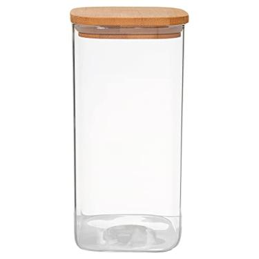 Imagem de Mimo Style Pote Hermético de Vidro Borossilicato com Tampa Bambu 1.5L Organizador de Alimentos Secos - Armazena de Forma Prática e Ideal Para sua Despensa, Balcão e Cozinha, Elegante e Moderno