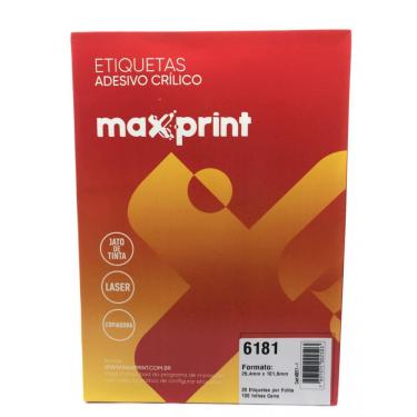 Imagem de Etiqueta 6181 Ink/Las 25,4X101,6Mm 100Fls Maxprint