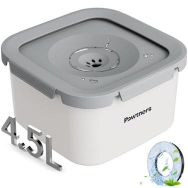 Imagem de Tigela de água para cães sem derramamento, tigela flutuante de aço inoxidável de 4,5 L, tigela de água lenta para cães com filtro, base antiderrapante, tigela de água sem respingos, para bebedores