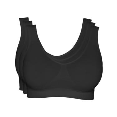 Imagem de Kit 3 Tops Alças Largas, Hanes, Feminino, Preto, XG