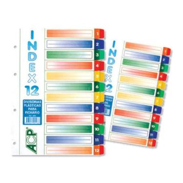 Imagem de Divisória para Fichário Plástica 12 Matérias ACP Colorida