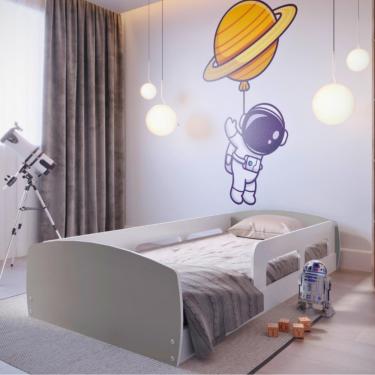 Imagem de Cama Infantil Montessoriana Solteiro com Proteção Lateral Jardim Movelbras - Fume