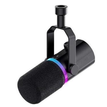 Imagem de Microfone Dinâmico XLR/USB para Gravação de Podcast, Microfone de Streaming de Jogos de Computador para PC Com Luz RGB, Botão Mudo, Suporte de Mesa, Entrada para Fones de Ouvido,