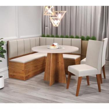 Imagem de Canto Alemão Fire com 2 Cadeiras Milão Viero, Mel/Blonde/Veludo Marfim