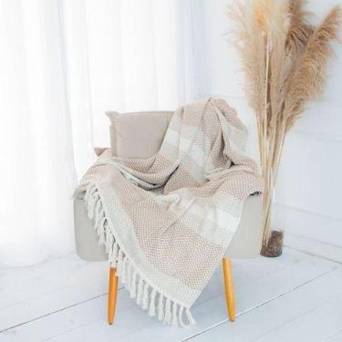 Imagem de Manta Para Sofá Gigante Decorativa Protetor Cor Bege - MODAKASA