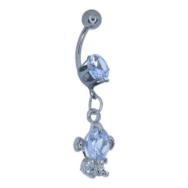 Imagem de Piercing De Umbigo Dourado Com Pedras Zirconia Titanio Com Garantia - 