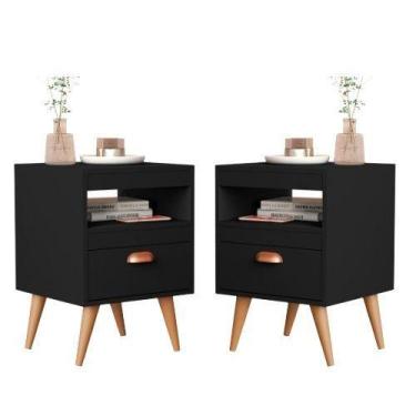 Imagem de Conjunto 2 Mesas de Cabeceira Sal Preto - Rede Móveis