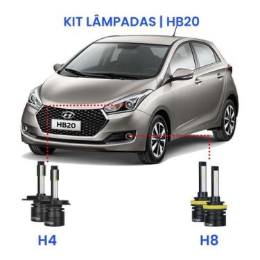 Imagem de Kit Super Led Hb20 Farol Alto Baixo E Milha H4 + H8 - Shocklight