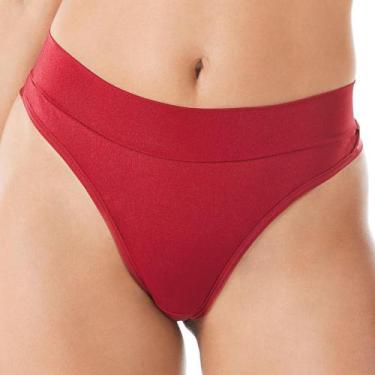 Imagem de Calcinha Fio Dental DeMillus 51246 Cintura Alta, Carmim, XG