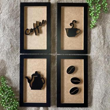 Imagem de Quadros decorativos café padaria cozinha copa moldura relevo - Souveni
