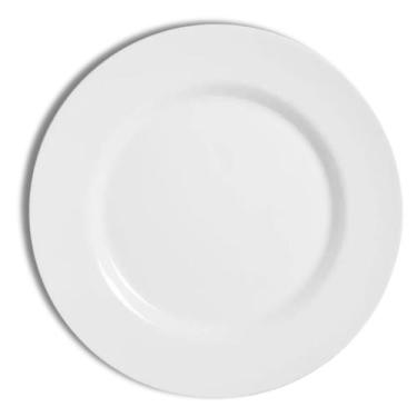 Imagem de Prato Raso Redondo Branco de Melamina Plástico Resistente 28cm Leve - 