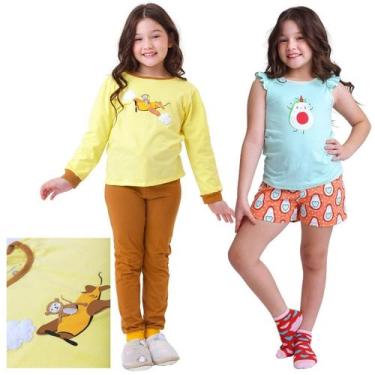Imagem de  KIT PRONTO 2 Pijamas Infantis Menina 1 ao 10 anos 100% Algodão DETALH