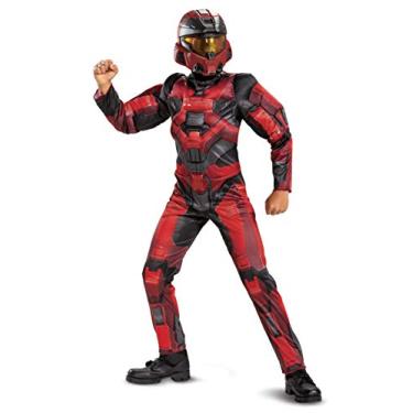 Imagem de Halo Infinite Red Spartan Costume, Kids Size Video Game Inspired Character Jumpsuit, Classic Child Size Small (4-6)