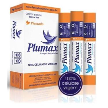 Imagem de Lençol Descartável Para Maca 50x50 Plumax Picotado 100% Celulose kit 6