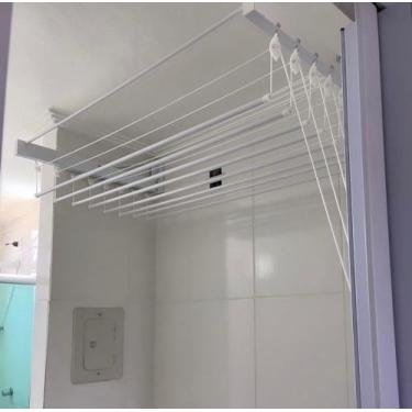 Imagem de Varal individual de parede 10 varetas com 1 metro branco - Plus Varais