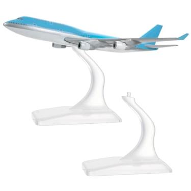 Imagem de FINGERINSPIRE 2 peças de minimodelo de suporte de avião escala 1:400, suporte de exibição de avião modelo de 3,6 x 6 x 5 cm, suporte de exibição de aeronaves de plástico transparente para exibição de