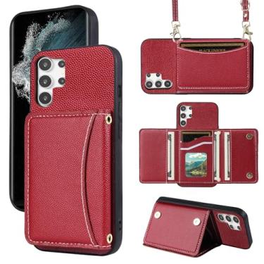 Imagem de Furill Capa de telefone para Samsung Galaxy S24 Ultra 5G capa carteira com alça de ombro transversal e suporte de cartão de crédito de couro bolso fino suporte acessórios para celular S24Ultra 24S S