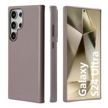 Imagem de alto Capa de couro magnética compatível com Samsung Galaxy S24 Ultra e MagSafe, capa protetora contra quedas de couro italiano série CLOP (S24 Ultra, cinza cimento, 6,9 polegadas, 2024)