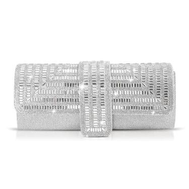 Imagem de QTKJ Bolsa de noite, bolsas clutch para mulheres, bolsa transversal, bolsa para casamento, formatura, festas (prata), Prata, One Size