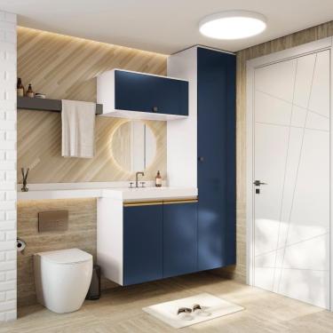 Imagem de Conjunto Para Banheiro Kappesberg Celeste 3 Peças Branco/azul 130cm