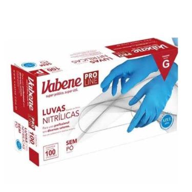 Imagem de Luvas Nitrílicas Vabene Pro Line Sem Pó Tam:g C/100 Uni Azul Ref.:3077