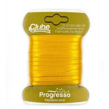 Imagem de Fita em Cetim - Cor 038 Amarelo Ouro - 10 m x 4 mm - 1 unidade - Fitas