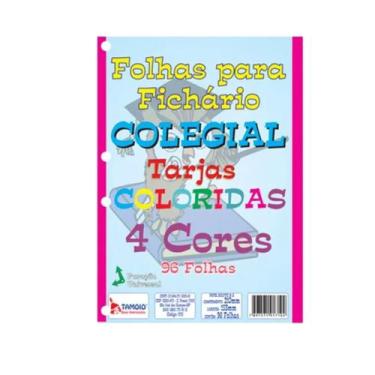 Imagem de Bloco Refil Fichário 1/4 Colorido Pautado 96 Folhas Escola - Tamoio