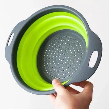 Imagem de Escorredor De Macarrão Retrátil de Silicone para Salada Frutas Legumes