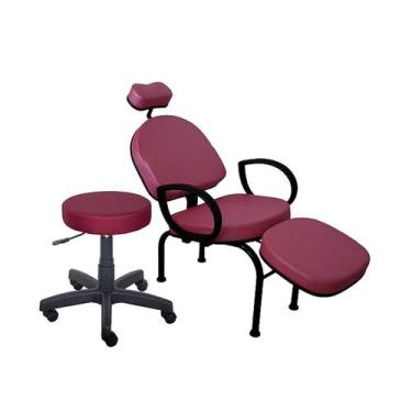 Imagem de Kit Conforty Designer e Maquiagem Cadeira e Mocho - FOR-TY,  BORDÔ