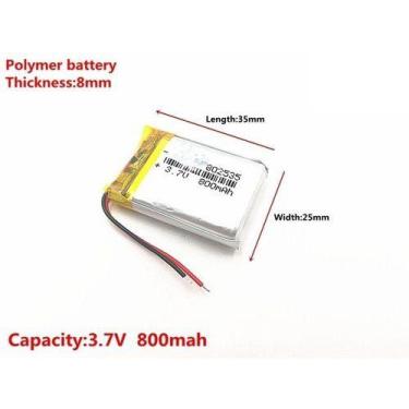 Imagem de Bateria 802535 3,7v 800mah 8mm X 25mm X35 Mm Com 2 Fios - - KMIG