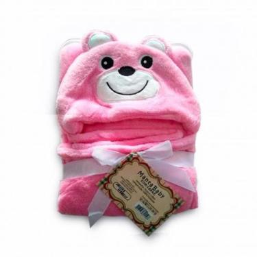 Imagem de Manta Baby com Capuz de Bichinho - JOLITEX, Urso Rosa