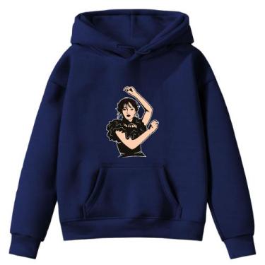 Imagem de Moletom Infantil Wandinha Net Flix Boneca Desenho Infância Bolso Cangu