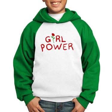 Imagem de Moletom Infantil Girl Power - Foca na Moda, Branco, Verde, 8