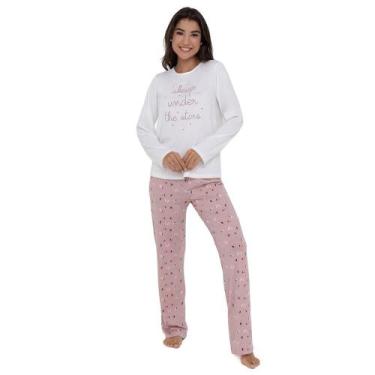 Imagem de Pijama Feminino Longo Pellin 210158 Sleep Estampado, XG, Branco