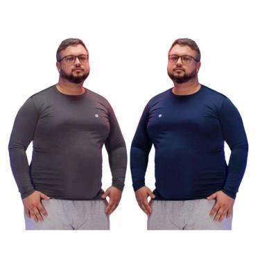 Imagem de Kit 2 Blusas Térmica Masculina Plus Size Uv50+ Segunda Pele Proteção Solar-Masculino