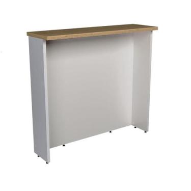 Imagem de Bancada Ilha Évora Branco Ártico e Carvalho 120 cm - Modern